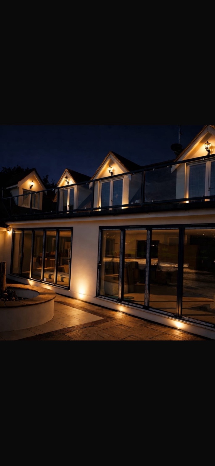 Steel gate installation at dusk